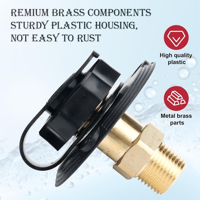 Pongle Rv Water Connection Inlet, Water Fill Inlet Flange Brass with Check Valve for RV, Campers vehicles equipped with water Systems Black 1 Pcs - Image 4